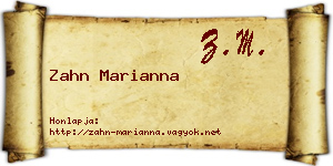 Zahn Marianna névjegykártya